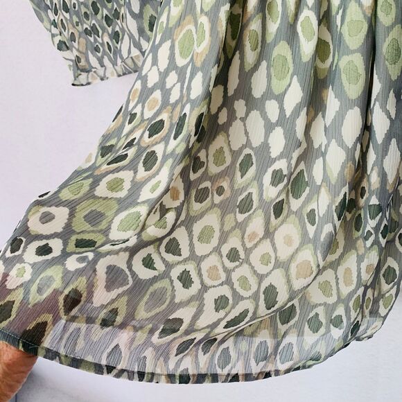 Tyche USA Dress Women Small Easy Breezy Green Cream Cold Shoulder Lined Mini NWT - Picture 9 of 11